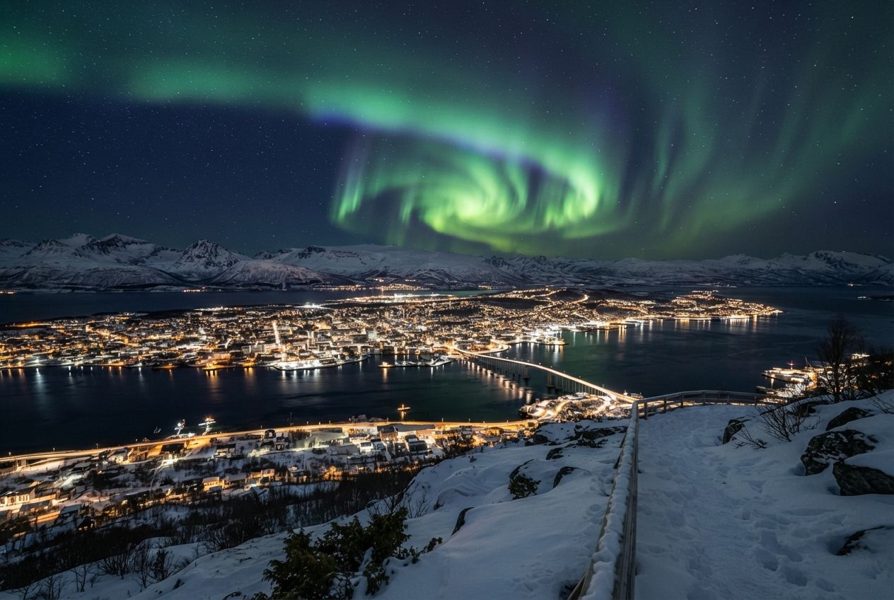 Aurora over Tromsø (illustration)