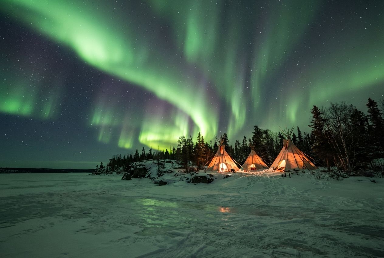 Aurora over Yellowknife (illustration)